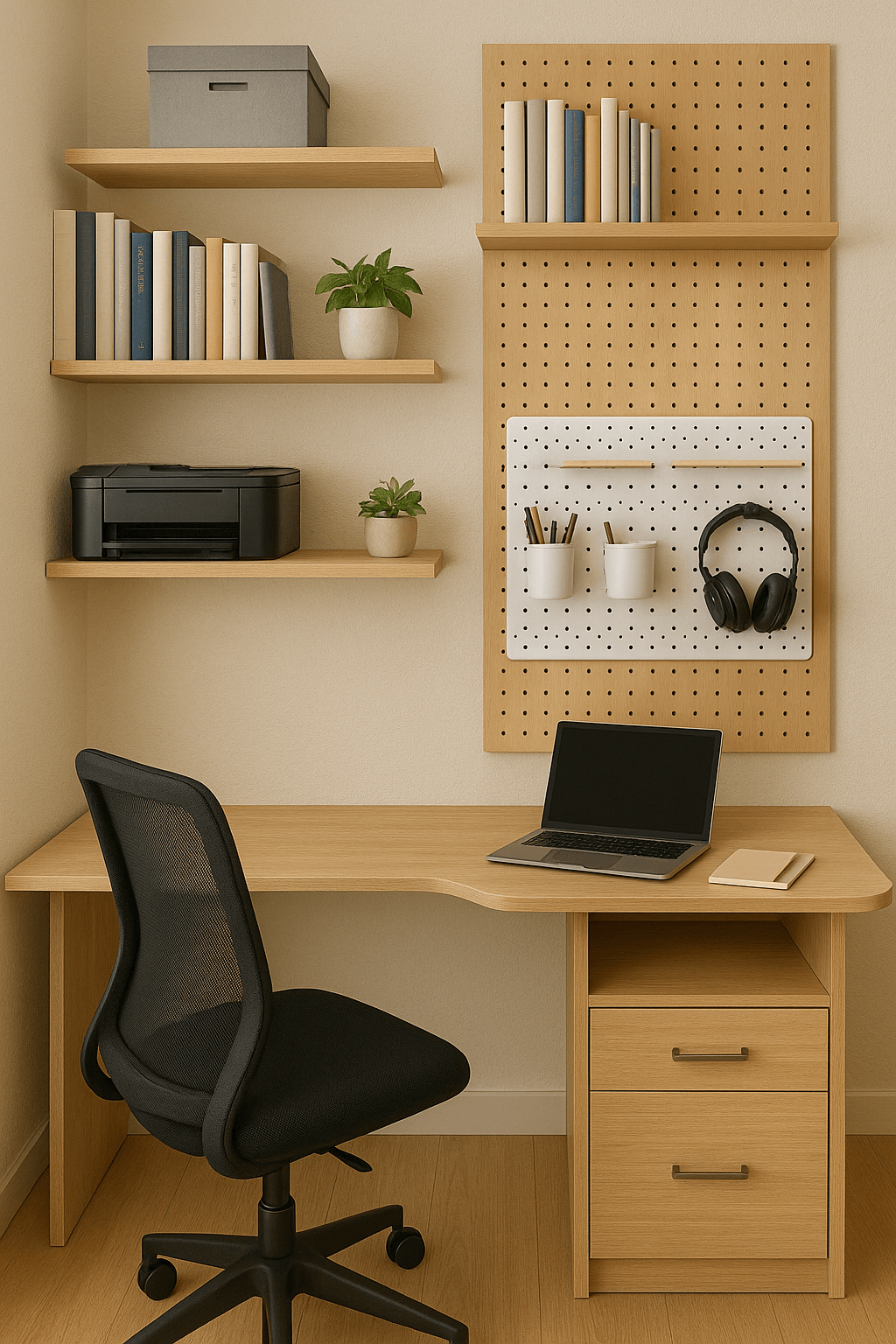 espace bureau avec rangements verticaux