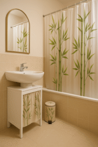 salle de bain avec meuble sous lavabo aménagé