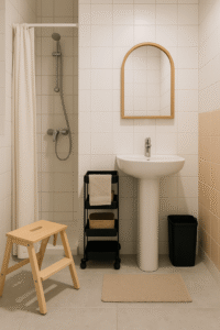 salle de bain avec meubles malins et pliables
