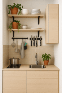 cuisine avec rangements verticaux
