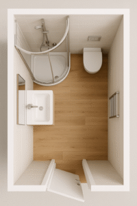 plan 3D d'une salle de bain de 3m²  