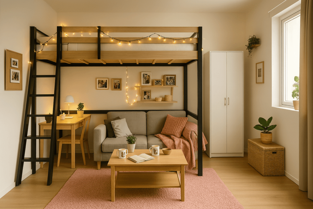 se sentir chez soi dans un studio meublé : studio avec déco personnalisée sans travaux