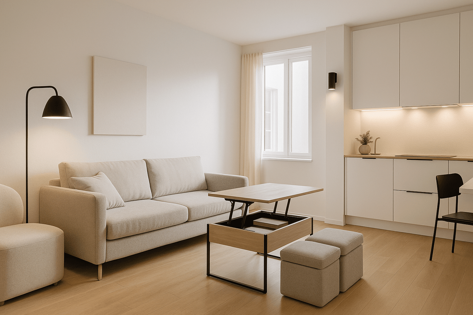 studio moderne avec éclairage bien pensé