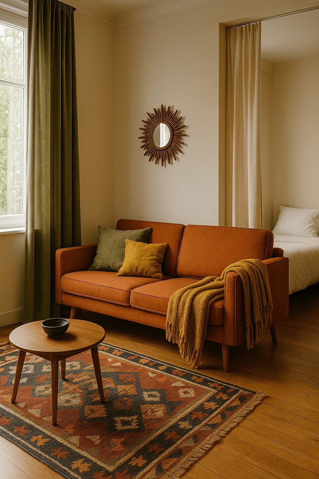 déco vintage pour un studio : tapis et textile effet années 70