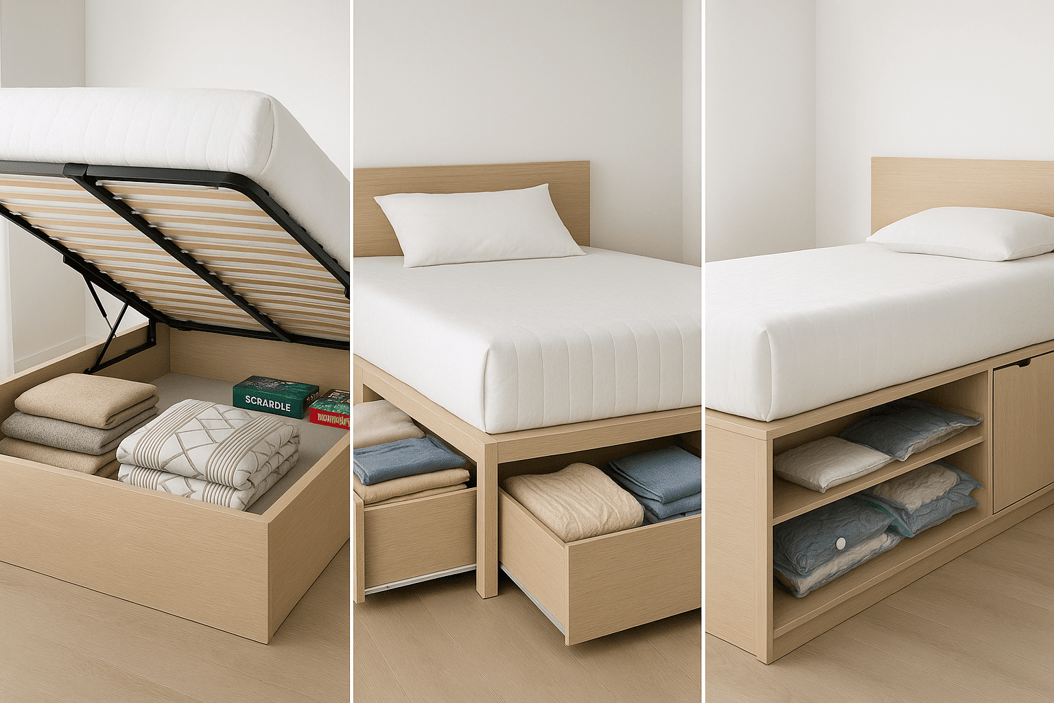 solution rangement petite chambre adulte : lit coffre ou lit tiroir ou lit combiné