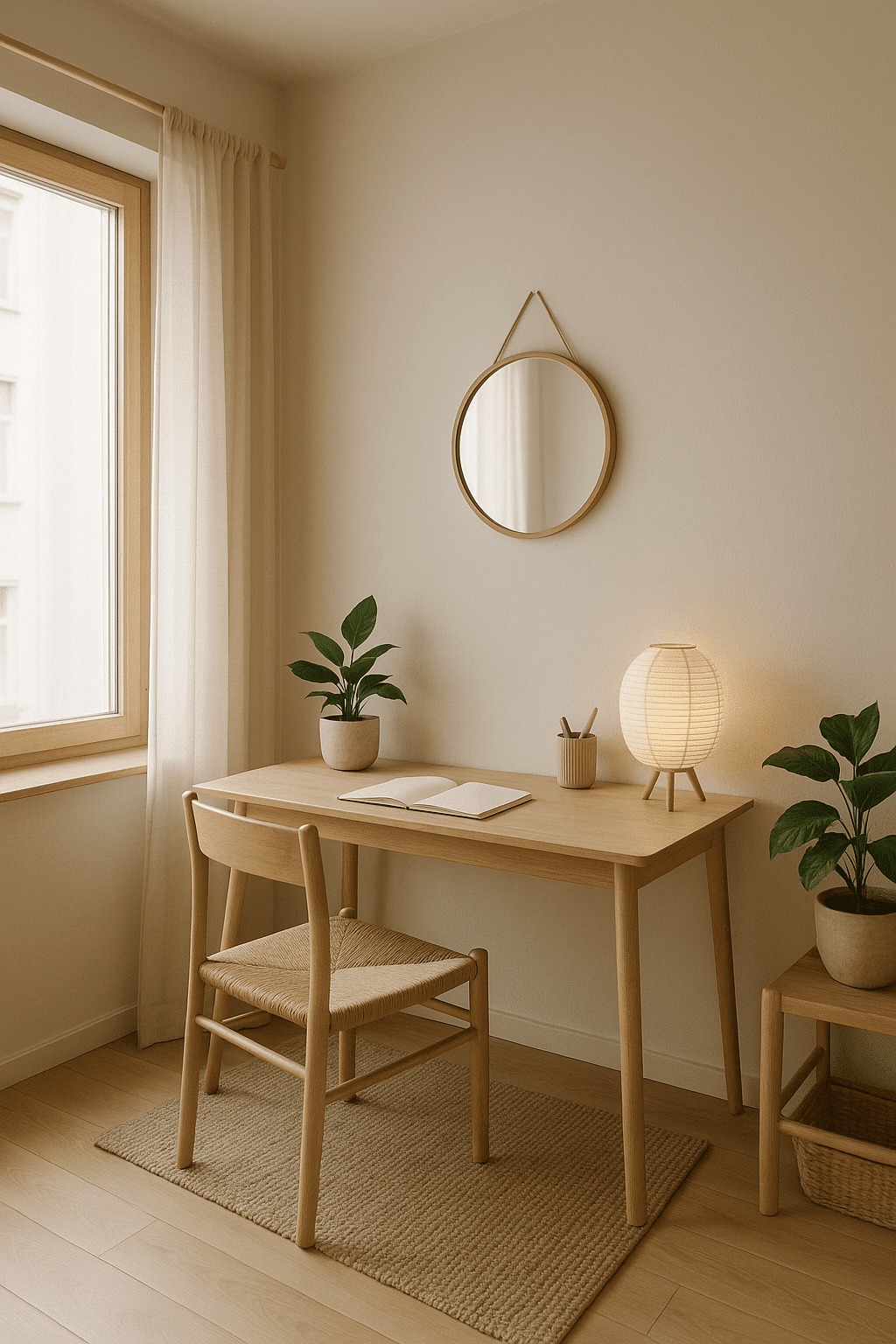 déco zen pour un studio : jouer avec la lumière naturelle à l'aide de miroirs et des voilages légers