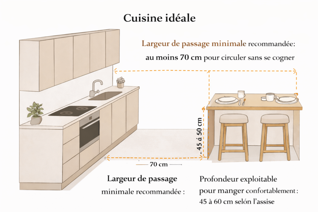 dimensions idéales d'un coin repas pour une cuisine